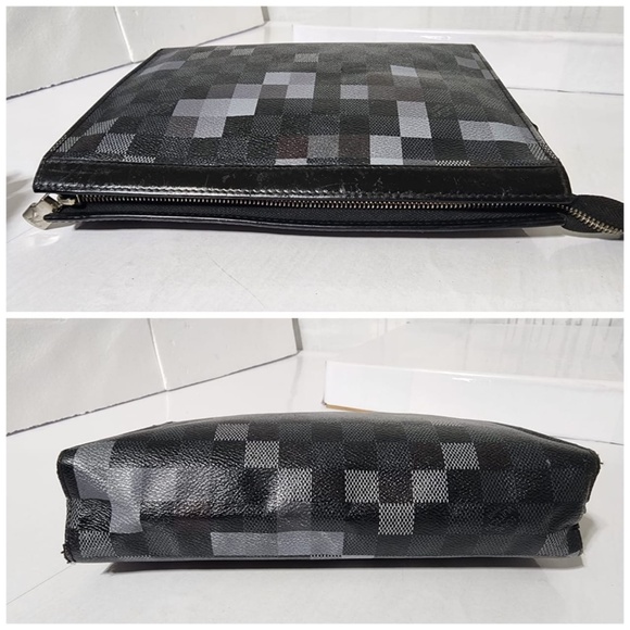 Authentic Louis Vuitton Damier Graphite Pixel Pochette Voyage MM Black Grey - Picture 6 of 10